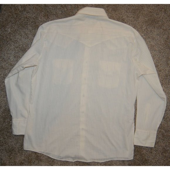 Vintage Ely Plains Long Sleeve Pearl Snap Western Shirt Men's 16.5-34 Tan Stripe - Picture 6 of 8